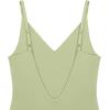 imageREORIA Womens Sexy Trendy Open Back V Neck Spaghetti Strap Backless Trendy Cami Bodysuit TopsTender Greens