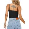 imageREORIA Womens Summer Sexy Deep Round Neck Double Lined Sleeveless Trendy Going Out Bodysuit Tank TopsBlack