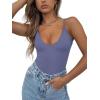 imageREORIA Womens Summer Sexy Deep Round Neck Double Lined Sleeveless Trendy Going Out Bodysuit Tank TopsBlue Nova