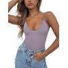 imageREORIA Womens Summer Sexy Deep Round Neck Double Lined Sleeveless Trendy Going Out Bodysuit Tank TopsHazy Lilac