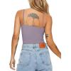 imageREORIA Womens Summer Sexy Deep Round Neck Double Lined Sleeveless Trendy Going Out Bodysuit Tank TopsHazy Lilac