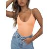 imageREORIA Womens Summer Sexy Deep Round Neck Double Lined Sleeveless Trendy Going Out Bodysuit Tank TopsPeach Fuzz