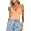 imageREORIA Womens Summer Sexy Deep Round Neck Double Lined Sleeveless Trendy Going Out Bodysuit Tank TopsPeach Fuzz