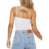 imageREORIA Womens Summer Sexy Deep Round Neck Double Lined Sleeveless Trendy Going Out Bodysuit Tank TopsWhite