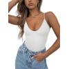 imageREORIA Womens Summer Sexy Deep Round Neck Double Lined Sleeveless Trendy Going Out Bodysuit Tank TopsWhite