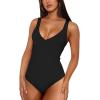 imageREORIA Womens V Neck Bodysuits Summer Sleeveless Double Lined Tank Going Out Fashion Tops 2024 TrendyBlack