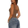 imageREORIA Womens V Neck Bodysuits Summer Sleeveless Double Lined Tank Going Out Fashion Tops 2024 TrendyCoffee