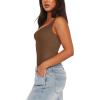 imageREORIA Womens V Neck Bodysuits Summer Sleeveless Double Lined Tank Going Out Fashion Tops 2024 TrendyCoffee