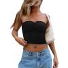 imageREORIA Women Sexy Ruched Tube Top Summer Y2K Trendy Going Out Double Lined Sleeveless Crop Tank TopsBlack
