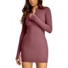 imageREORIA Womens Fall Casual Front Zipper Long Sleeve Dress Trendy Bodycon Mini Dresses for Women 2025Masala