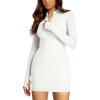 imageREORIA Womens Fall Casual Front Zipper Long Sleeve Dress Trendy Bodycon Mini Dresses for Women 2025White