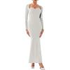 imageREORIA Womens Long Sleeve Inverted Trapezoid Cross Neck Mermaid Dress 2025 FallWinter Designer CollectionGrey