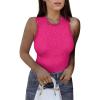 imageREORIA Womens Sexy Sleeveless Racer Back Halter Neck Lace Y2K Trendy Bodysuit Tank TopsNeon Rose Red