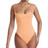 imageREORIA Womens Sexy Sleeveless Square Neck Mesh Sheer Double Lined 2025 Trendy Going Out Bodysuit TopsPeach Fuzz
