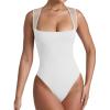 imageREORIA Womens Sexy Sleeveless Square Neck Mesh Sheer Double Lined 2025 Trendy Going Out Bodysuit TopsWhite