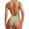 imageREORIA Womens Sexy Trendy Open Back V Neck Spaghetti Strap Backless Trendy Cami Bodysuit TopsTender Greens