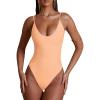 imageREORIA Womens Summer Sexy Deep Round Neck Double Lined Sleeveless Trendy Going Out Bodysuit Tank TopsPeach Fuzz