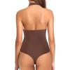 imageREORIA Bodysuits for Women Halter Tops 2025 Summer V Neck Backless Body Suits Tank Top Trendy Fashion ClothingCoffee
