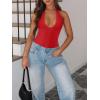 imageREORIA Bodysuits for Women Halter Tops 2025 Summer V Neck Backless Body Suits Tank Top Trendy Fashion ClothingRed