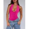 imageREORIA Bodysuits for Women Halter Tops 2025 Summer V Neck Backless Body Suits Tank Top Trendy Fashion ClothingRose
