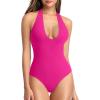 imageREORIA Bodysuits for Women Halter Tops 2025 Summer V Neck Backless Body Suits Tank Top Trendy Fashion ClothingRose