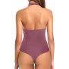 imageREORIA Bodysuits for Women Halter Tops 2025 Summer V Neck Backless Body Suits Tank Top Trendy Fashion ClothingRust Red