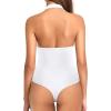 imageREORIA Bodysuits for Women Halter Tops 2025 Summer V Neck Backless Body Suits Tank Top Trendy Fashion ClothingWhite