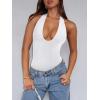 imageREORIA Bodysuits for Women Halter Tops 2025 Summer V Neck Backless Body Suits Tank Top Trendy Fashion ClothingWhite