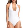 imageREORIA Bodysuits for Women Halter Tops 2025 Summer V Neck Backless Body Suits Tank Top Trendy Fashion ClothingWhite