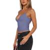 imageREORIA Butsmooth Womens Sexy VNeck Sleeveless Double Lined Going Out Y2K Trendy Cami Shirt Cropped Tank TopsBlue Nova