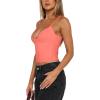 imageREORIA Butsmooth Womens Sexy VNeck Sleeveless Double Lined Going Out Y2K Trendy Cami Shirt Cropped Tank TopsBright Orange