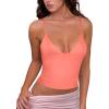 imageREORIA Butsmooth Womens Sexy VNeck Sleeveless Double Lined Going Out Y2K Trendy Cami Shirt Cropped Tank TopsBright Orange