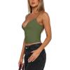 imageREORIA Butsmooth Womens Sexy VNeck Sleeveless Double Lined Going Out Y2K Trendy Cami Shirt Cropped Tank TopsDark Green