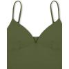 imageREORIA Butsmooth Womens Sexy VNeck Sleeveless Double Lined Going Out Y2K Trendy Cami Shirt Cropped Tank TopsDark Green