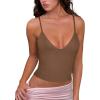 imageREORIA Butsmooth Womens Sexy VNeck Sleeveless Double Lined Going Out Y2K Trendy Cami Shirt Cropped Tank TopsGrey Green