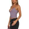 imageREORIA Butsmooth Womens Sexy VNeck Sleeveless Double Lined Going Out Y2K Trendy Cami Shirt Cropped Tank TopsHazy Lilac