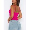 imageREORIA Butsmooth Womens Sexy VNeck Sleeveless Double Lined Going Out Y2K Trendy Cami Shirt Cropped Tank TopsNeon Rose Red