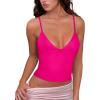 imageREORIA Butsmooth Womens Sexy VNeck Sleeveless Double Lined Going Out Y2K Trendy Cami Shirt Cropped Tank TopsNeon Rose Red