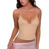 imageREORIA Butsmooth Womens Sexy VNeck Sleeveless Double Lined Going Out Y2K Trendy Cami Shirt Cropped Tank TopsNude