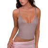 imageREORIA Butsmooth Womens Sexy VNeck Sleeveless Double Lined Going Out Y2K Trendy Cami Shirt Cropped Tank TopsPantone