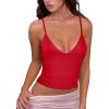 imageREORIA Butsmooth Womens Sexy VNeck Sleeveless Double Lined Going Out Y2K Trendy Cami Shirt Cropped Tank TopsRed