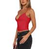 imageREORIA Butsmooth Womens Sexy VNeck Sleeveless Double Lined Going Out Y2K Trendy Cami Shirt Cropped Tank TopsRed