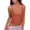 imageREORIA Butsmooth Womens Sexy VNeck Sleeveless Double Lined Going Out Y2K Trendy Cami Shirt Cropped Tank TopsRusty Red