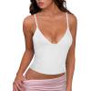 imageREORIA Butsmooth Womens Sexy VNeck Sleeveless Double Lined Going Out Y2K Trendy Cami Shirt Cropped Tank TopsWhite