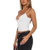 imageREORIA Butsmooth Womens Sexy VNeck Sleeveless Double Lined Going Out Y2K Trendy Cami Shirt Cropped Tank TopsWhite