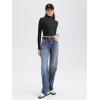 imageREORIA Womens Basic Cute Mock Turtleneck Long Sleeve Ribbed Tight Tshirts Crop TopsBlack