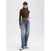 imageREORIA Womens Basic Cute Mock Turtleneck Long Sleeve Ribbed Tight Tshirts Crop TopsCoffee