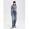 imageREORIA Womens Basic Cute Mock Turtleneck Long Sleeve Ribbed Tight Tshirts Crop TopsLight Haze Blue