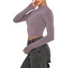 imageREORIA Womens Basic Cute Mock Turtleneck Long Sleeve Ribbed Tight Tshirts Crop TopsTaro