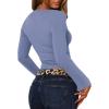 imageREORIA Womens Lace V Neck Bell Sleeve Sexy Going Out Double Lined Trendy Y2K Crop TopsBlue